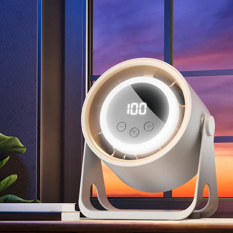 Petit ventilateur polyvalent USB de bureau/suspension, petit ventilateur portable LCD avec écran LCD, niveau de puissance