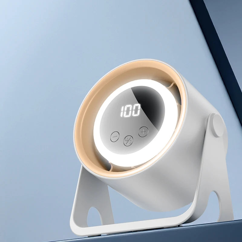 Petit ventilateur polyvalent USB de bureau/suspension, petit ventilateur portable LCD avec écran LCD, niveau de puissance
