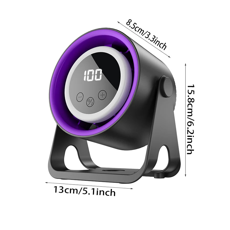 Petit ventilateur polyvalent USB de bureau/suspension, petit ventilateur portable LCD avec écran LCD, niveau de puissance